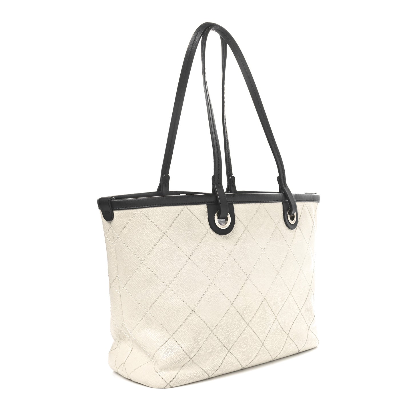 Grained Calfskin Shopping Fever Tote White