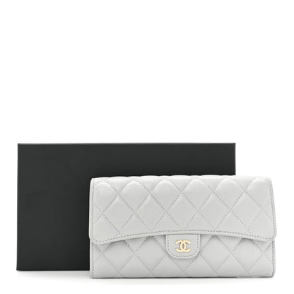 Chanel Caviar Quilted Large Gusset Flap Wallet Grey 19 of 19