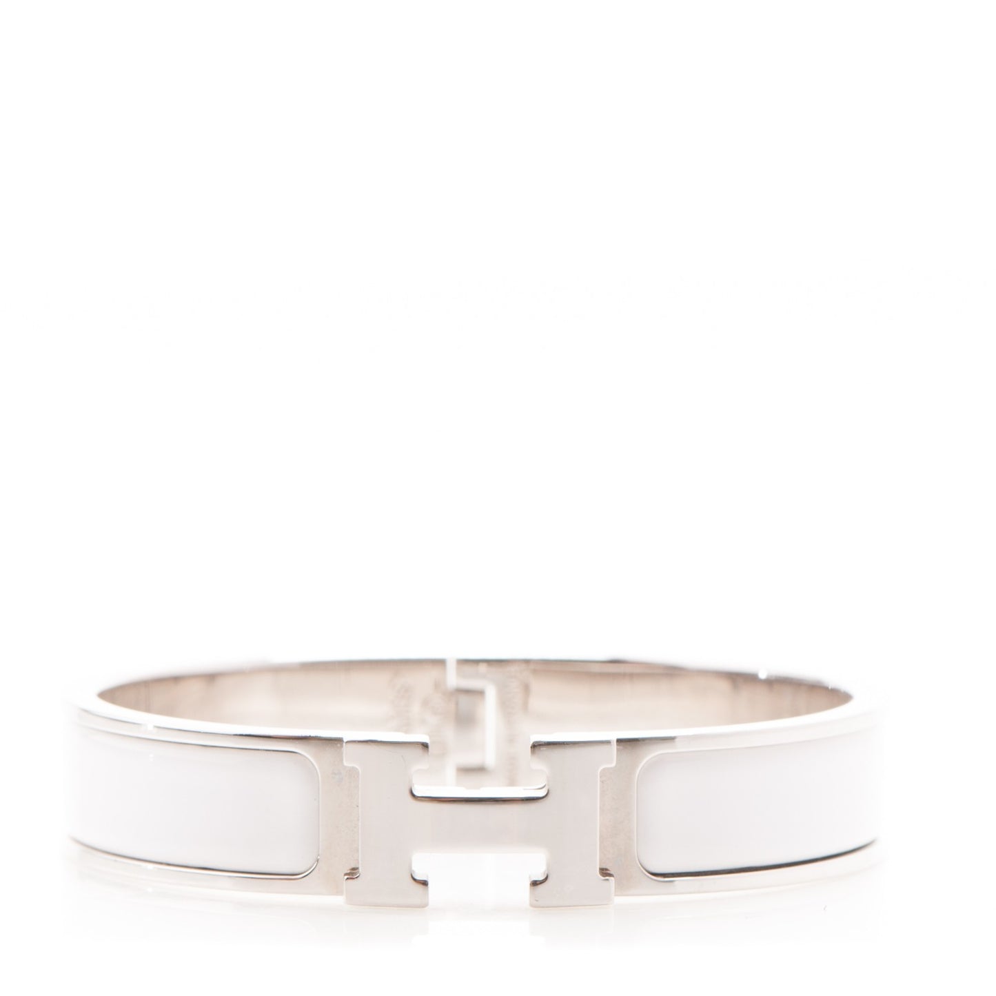 Enamel Narrow Clic Clac H Bracelet PM White
