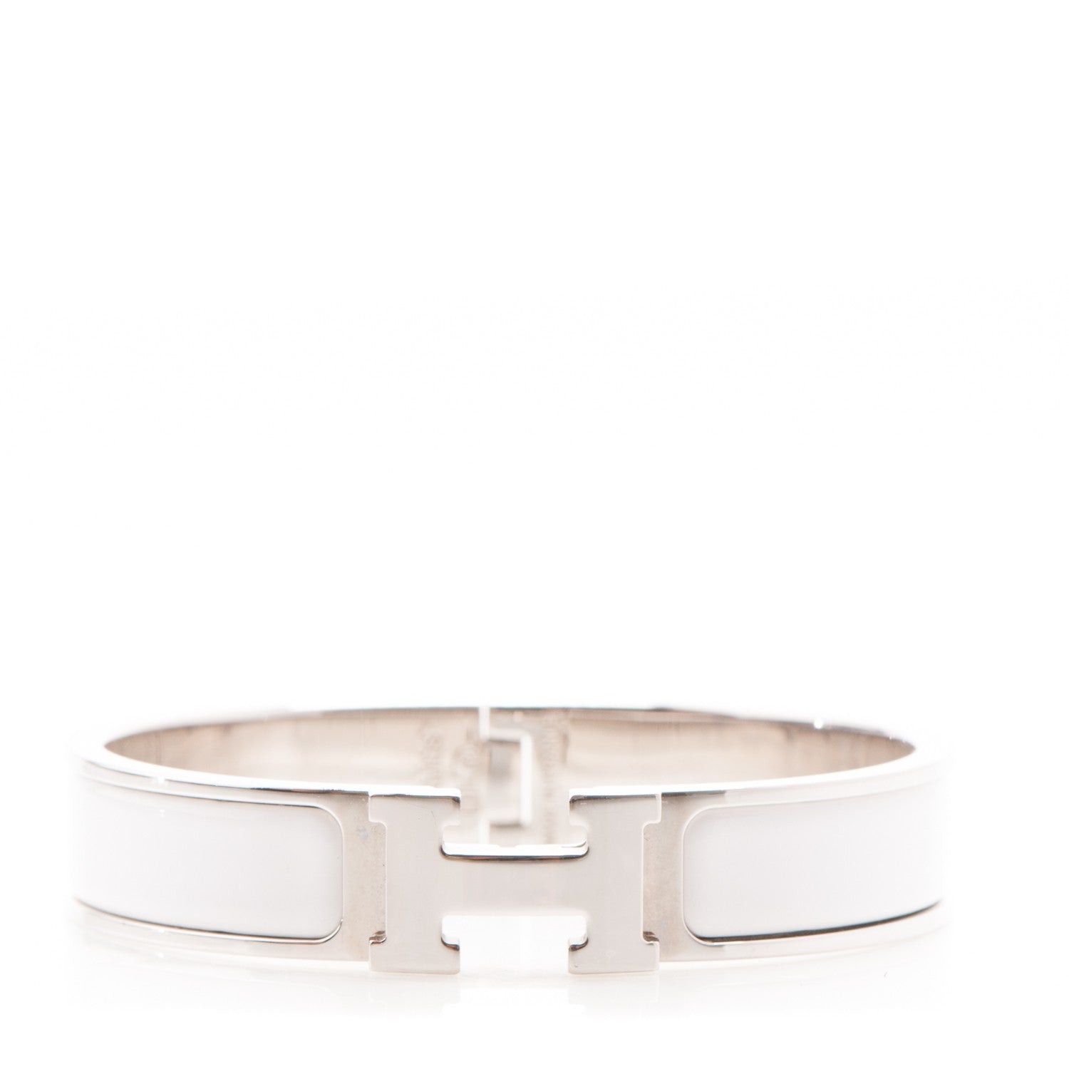 Hermes Enamel Narrow Clic Clac H Bracelet PM White 1 of 7