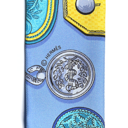 Hermes Silk Epaulettes Twilly Lavande Turquoise Jaune 3 of 5