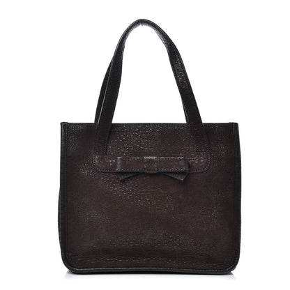 Prada Suede Bow Tote Dark Brown 1 of 9