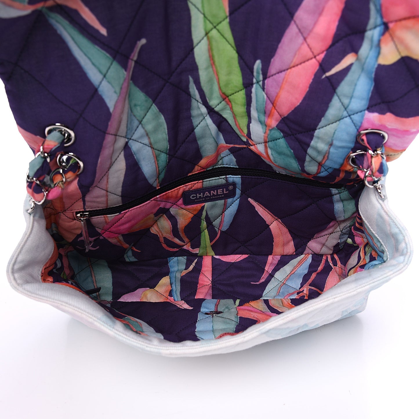 Canvas Quilted Jungle Jeans Flap White Multicolor