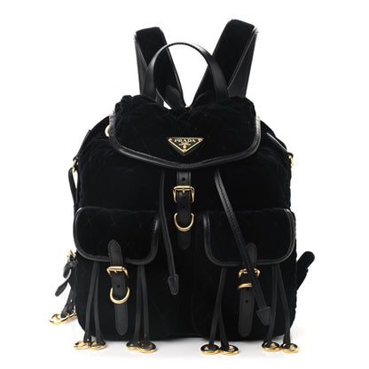 Prada Velluto Velvet Impunture Corsaire Backpack Black 1 of 9