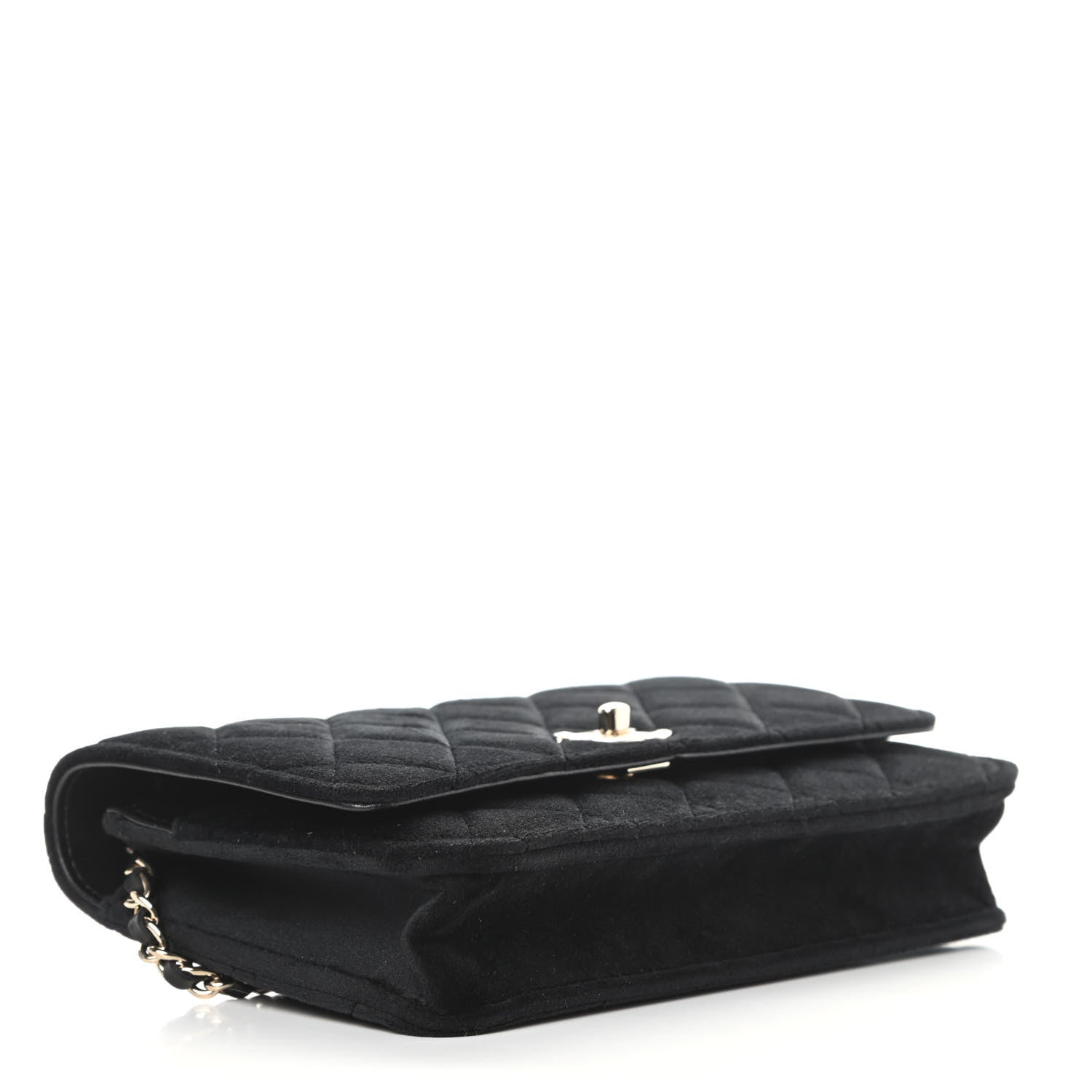 Chanel Velvet Quilted Pearl Crush Wallet On Chain WOC Black 4 of 12