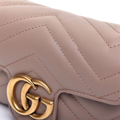 Gucci Calfskin Matelasse Super Mini GG Marmont Shoulder Bag Porcelain Rose 10 of 10