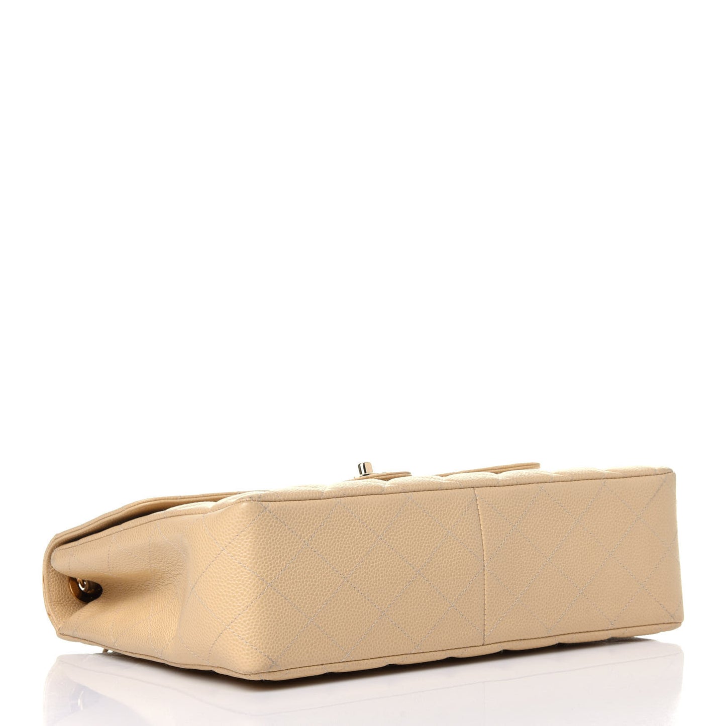 Caviar Quilted Jumbo Single Flap Beige