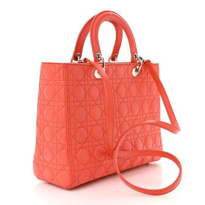 Christian Dior Lambskin Cannage Large Lady Dior Coral 3 of 10