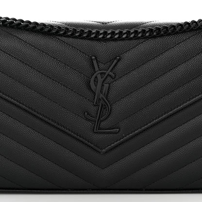 Saint Laurent Grain De Poudre Matelasse Chevron Monogram Monochrome Chain Wallet Black 6 of 9