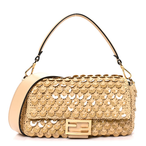 Sequin Macrame Baguette Beige Gold