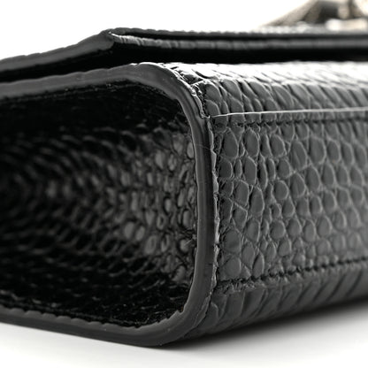 Saint Laurent Calfskin Crocodile Embossed Medium Classic Monogram Kate Tassel Satchel Black 9 of 11