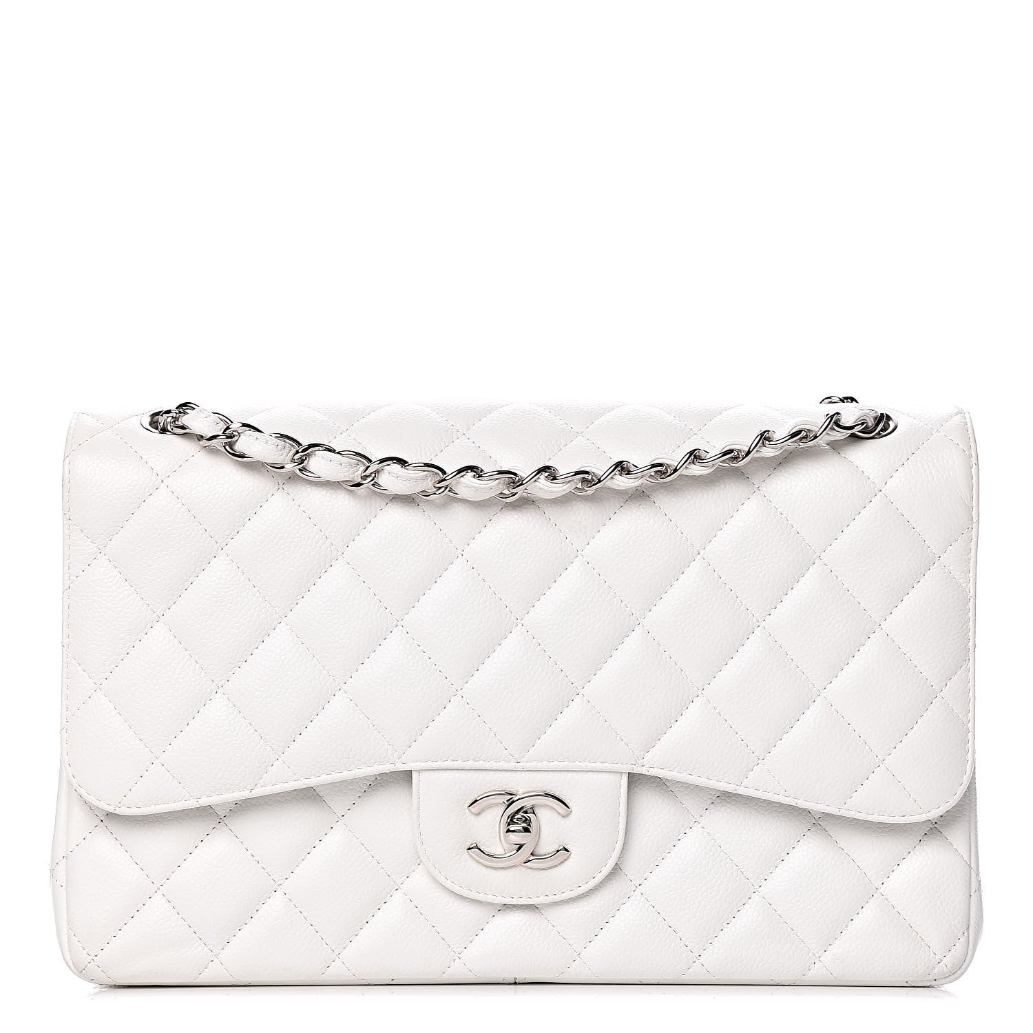 Chanel Caviar Quilted Jumbo Double Flap White 1 of 10