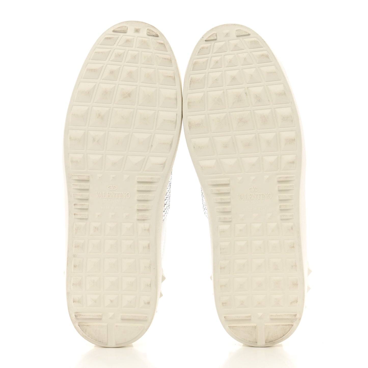Calfskin Crystal Rockstud Open Sneakers 38.5 White Ice