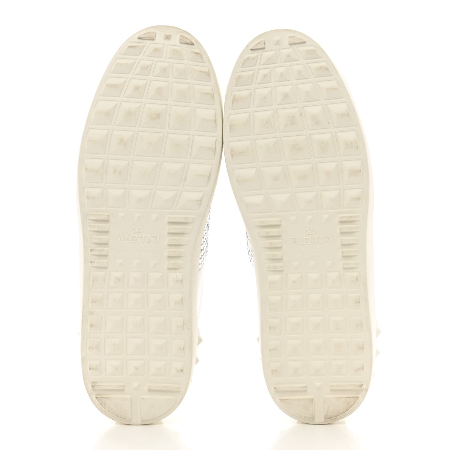 Valentino Garavani Calfskin Crystal Rockstud Open Sneakers 38.5 White Ice 5 of 9