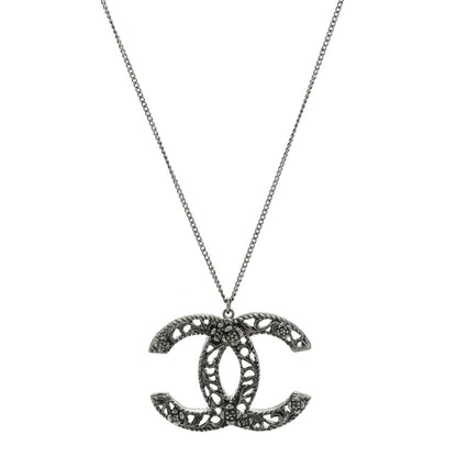 Chanel Ruthenium Twisted Camellia CC Pendant Necklace 1 of 4