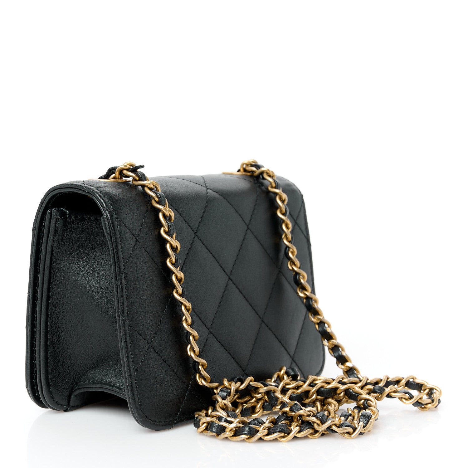 Chanel Calfskin Quilted Crystal Pearl Mini Flap Bag Black 3 of 11