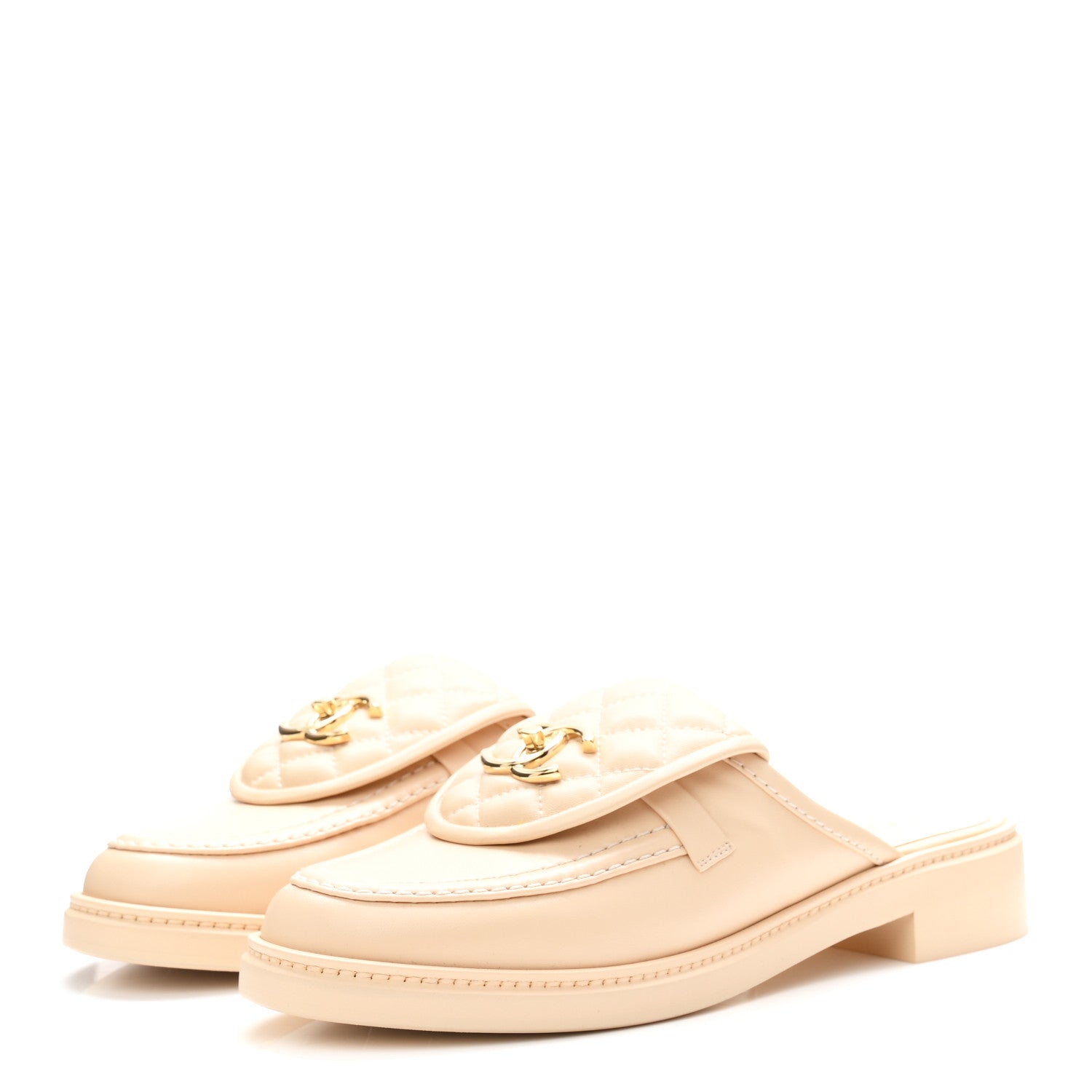 Chanel Lambskin Quilted CC Turnlock Mules 39 Light Beige 4 of 9