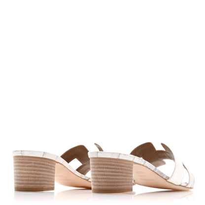 Hermes Matte Niloticus Crocodile Himalaya Oasis Sandals 36.5 White 4 of 9