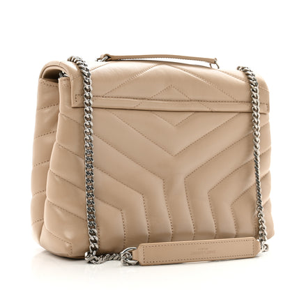 Saint Laurent Calfskin Y Quilted Monogram Small Loulou Chain Satchel Dark Beige 3 of 12