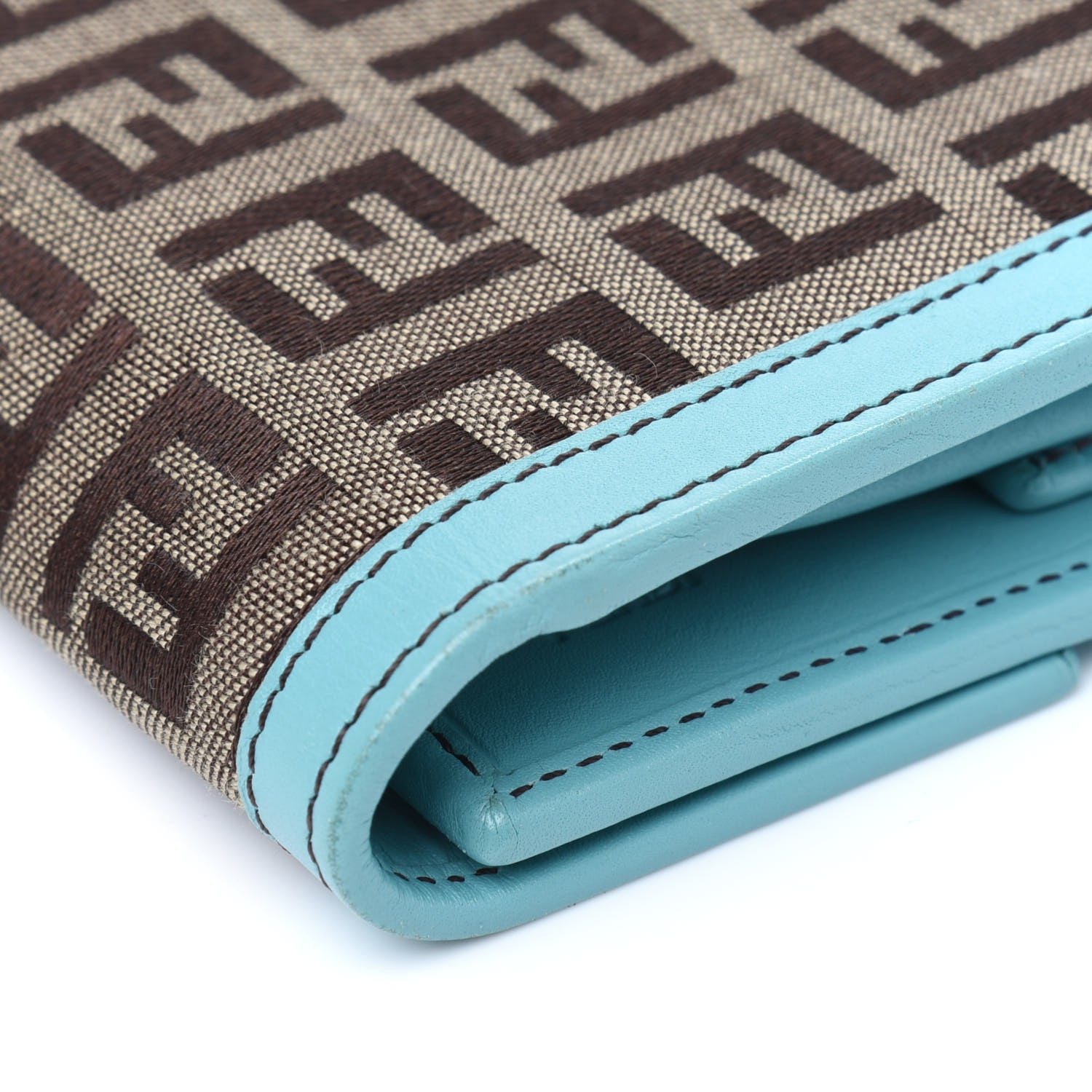 Fendi Zucchino Compact Wallet Brown Blue 16 of 18