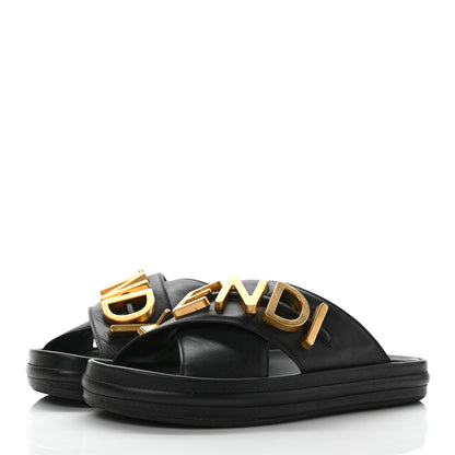 Fendi Vitello Womens Fendigraphy Slide Sandals 38 Black 3 of 7