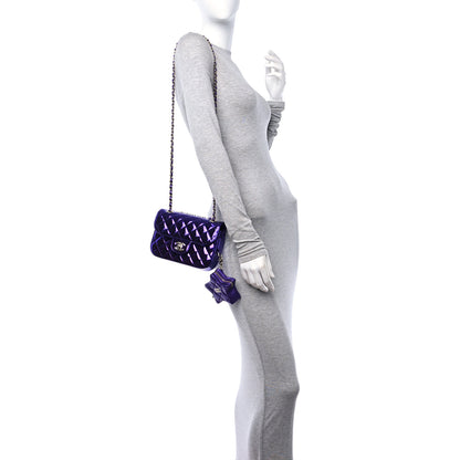 Chanel Mirror Calfskin Metallic Calfskin Quilted Hollywood Boulevard Mini Flap With Star Coin Purse Purple 2 of 13