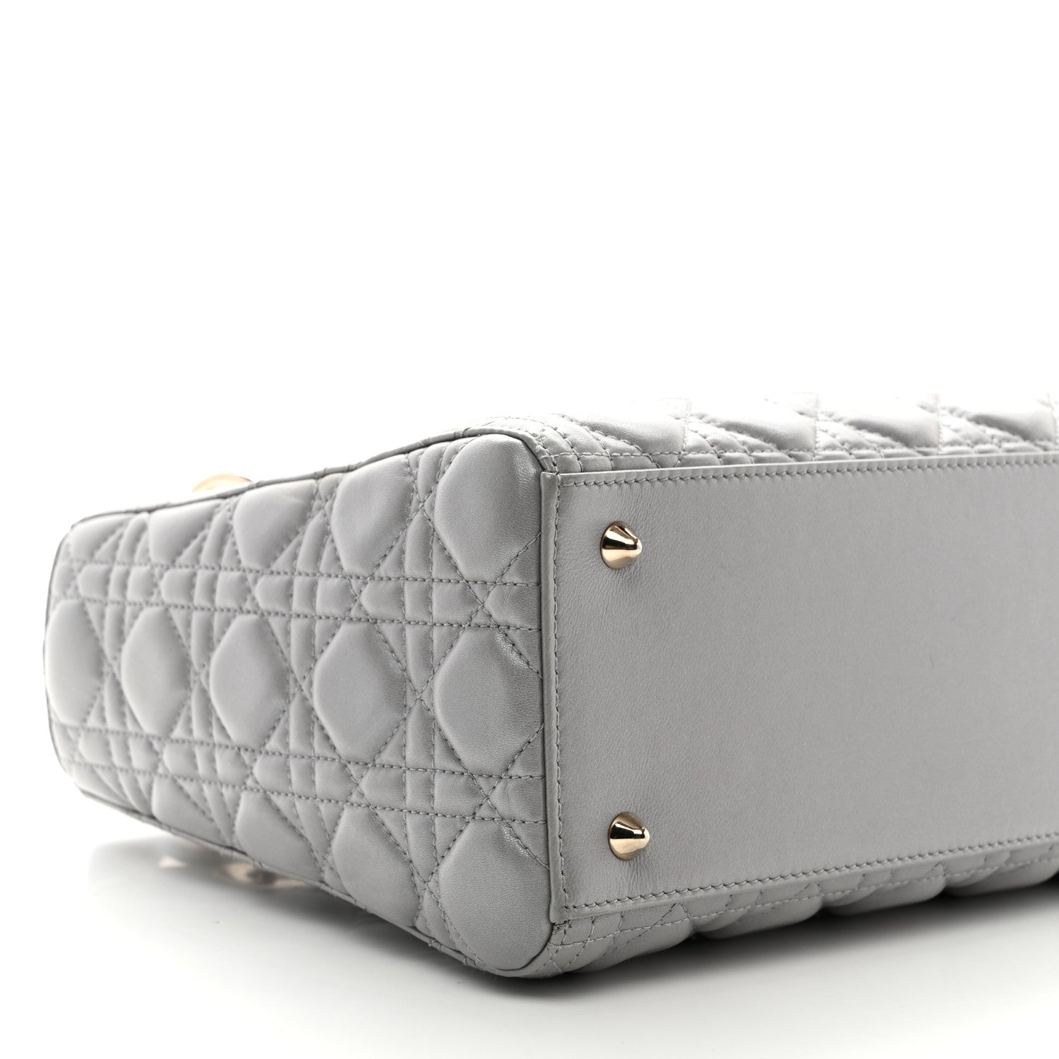 Christian Dior Pearly Lambskin Cannage Medium Lady Dior Grey 9 of 10
