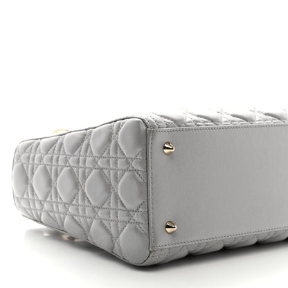Christian Dior Pearly Lambskin Cannage Medium Lady Dior Grey 9 of 10