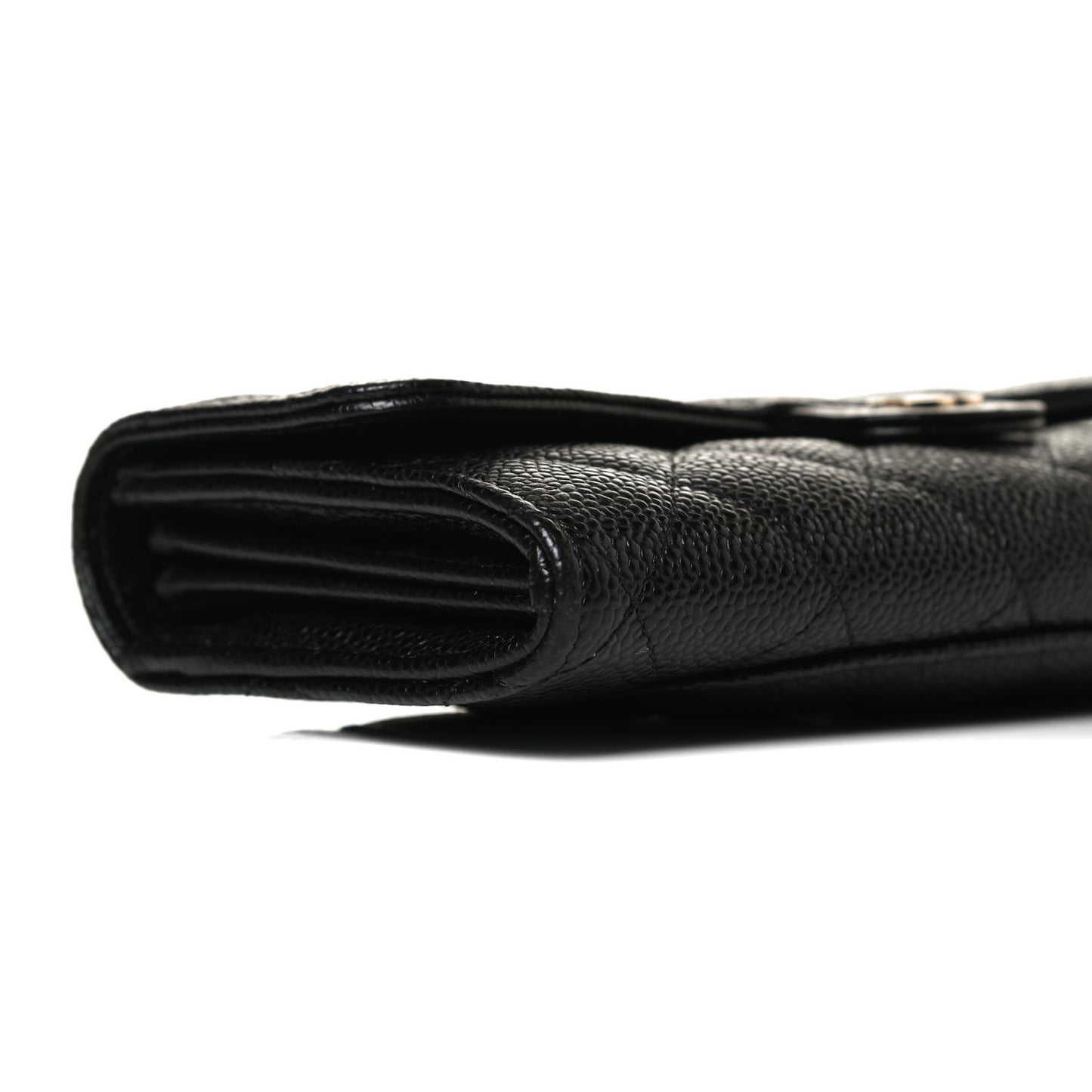 Caviar Quilted Large Gusset Flap Wallet Black