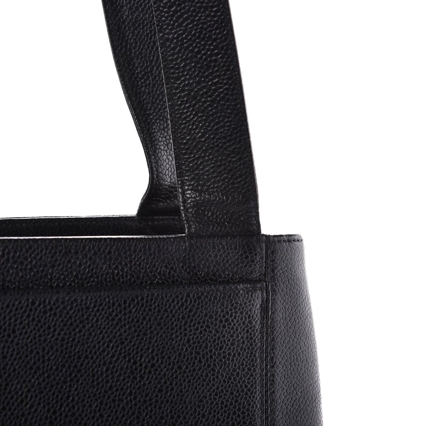 Caviar Embroidered Logo Shoulder Bag Black