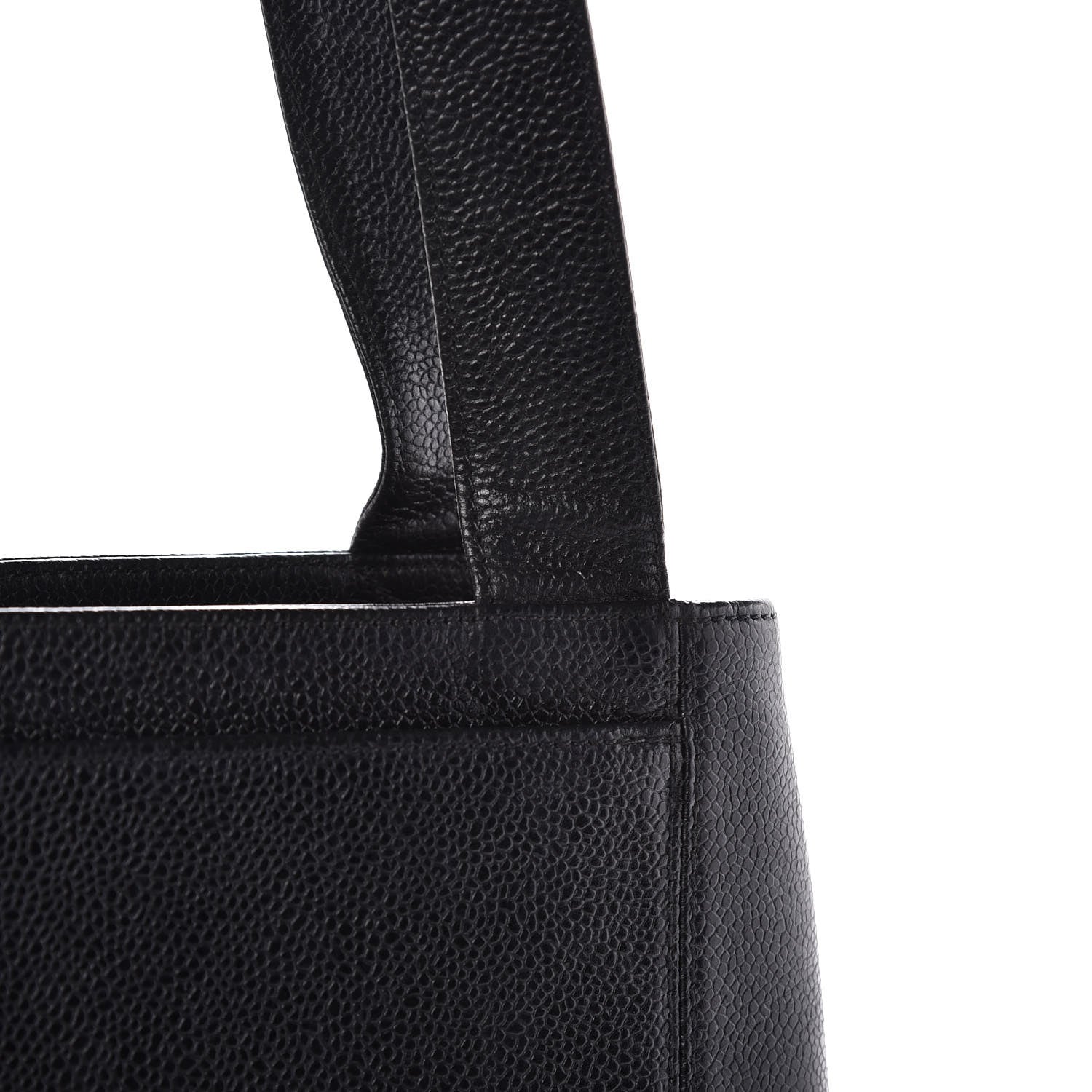 Chanel Caviar Embroidered Logo Shoulder Bag Black 9 of 10