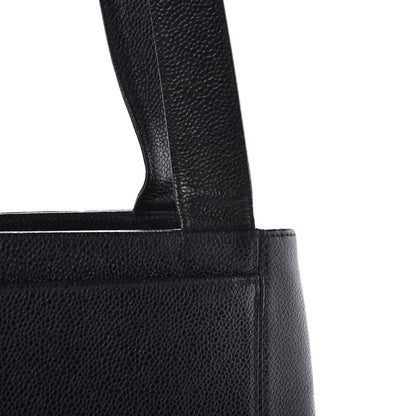 Chanel Caviar Embroidered Logo Shoulder Bag Black 9 of 10