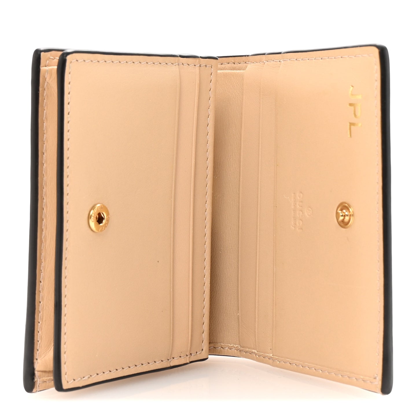 GG Supreme Monogram Calfskin Horsebit Print Card Case Beige Ebony Light Pink
