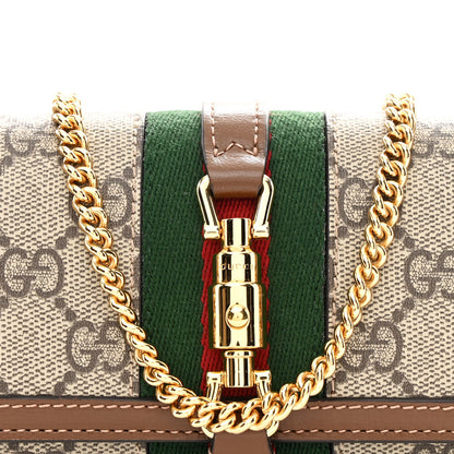 Gucci GG Supreme Monogram Azalea Calfskin Web Jackie 1961 Chain Wallet Beige Ebony Brown Sugar 9 of 11