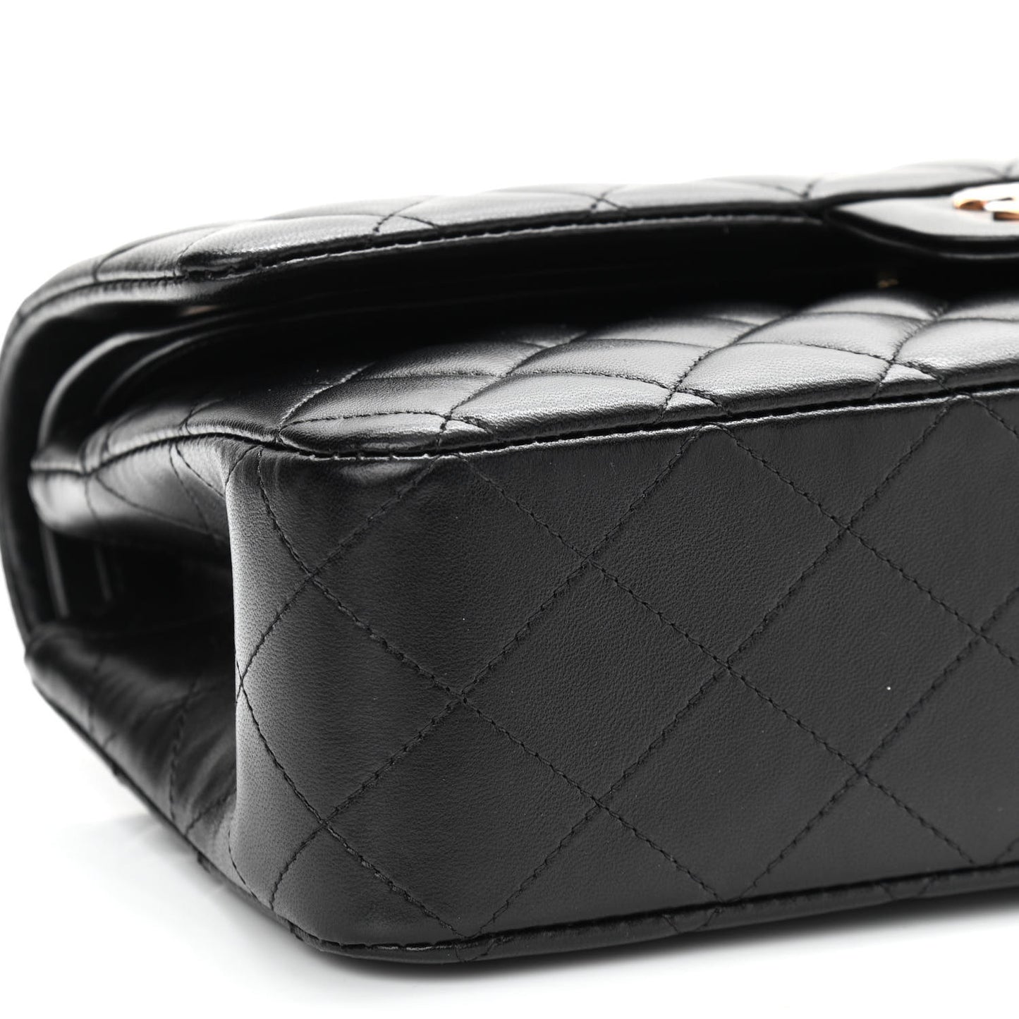 Lambskin Quilted Medium Double Flap Black