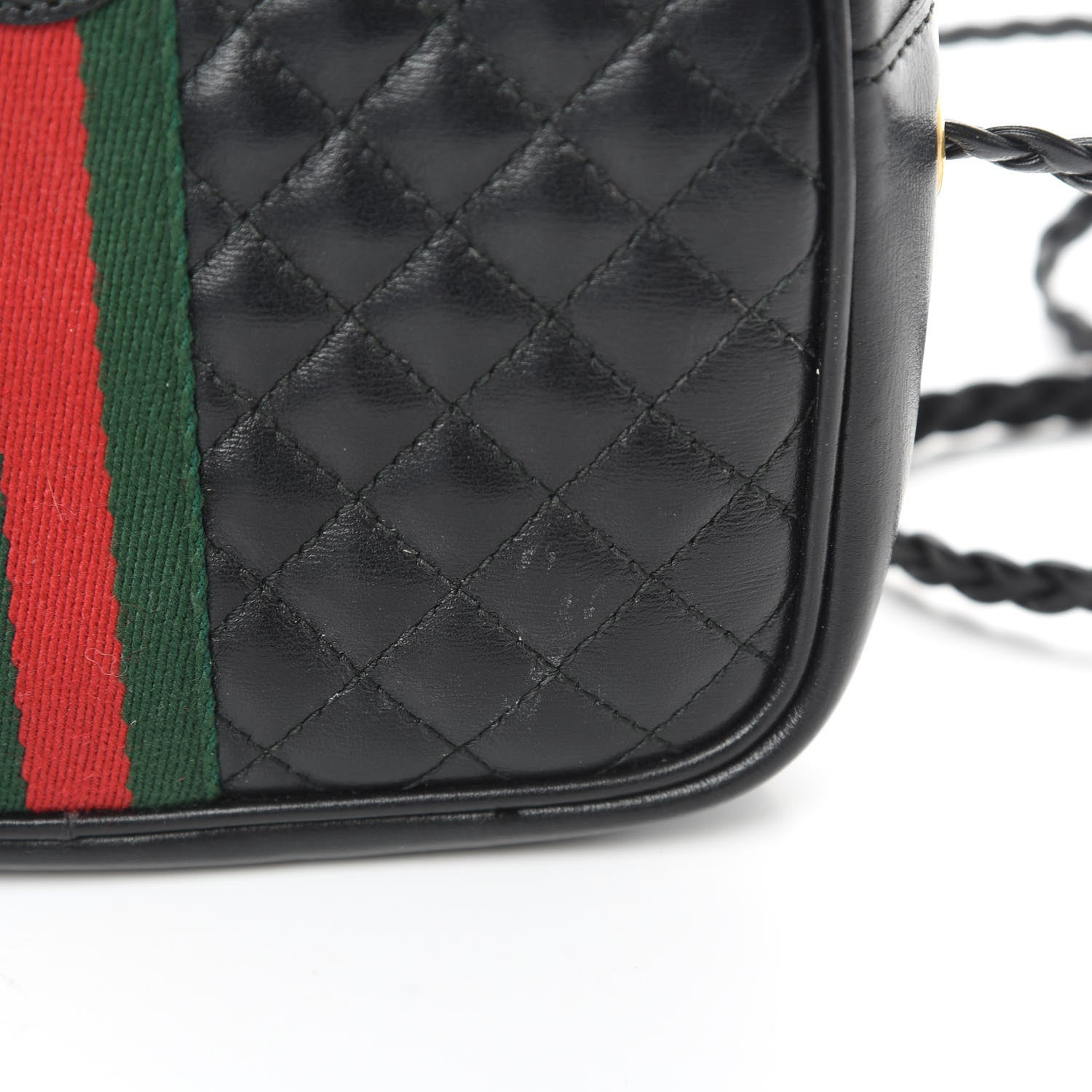 Gucci Calfskin Trapuntata Web Mini GG Shoulder Bag Black 11 of 12