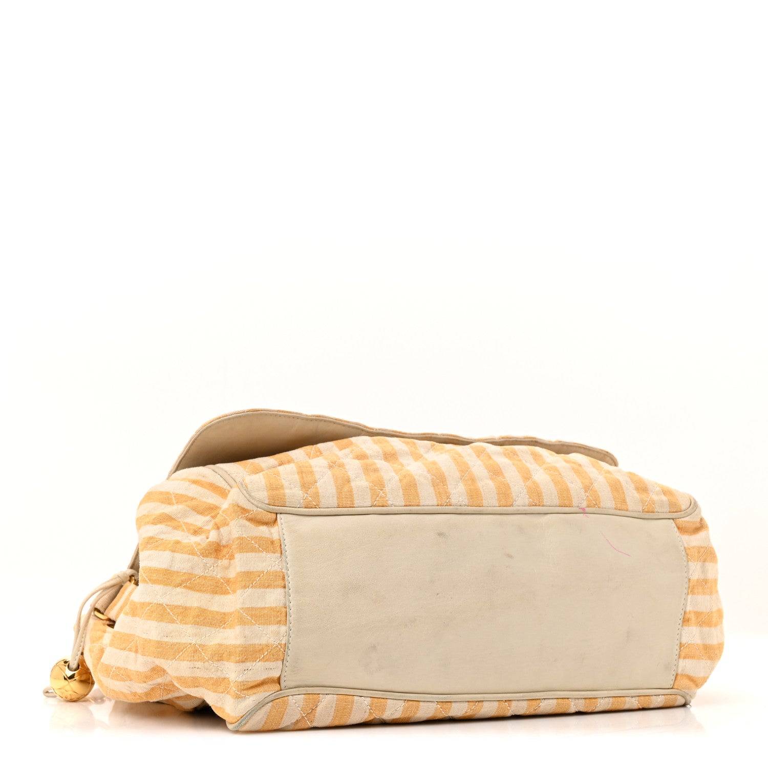 Chanel Canvas Striped CC Flap Ivory Yellow 4 of 15