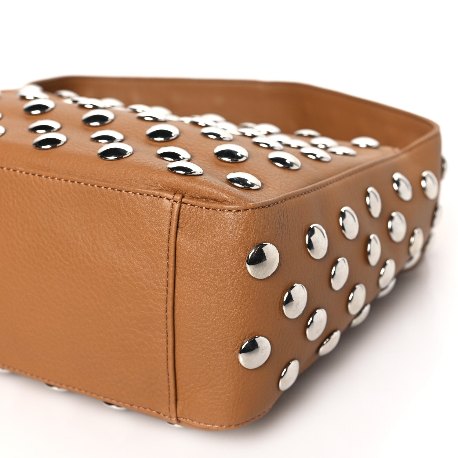 Khaite Pebbled Sport Calfskin Studded Elena Nougat 9 of 9