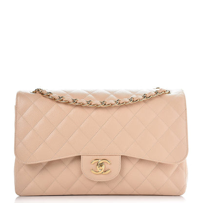 Chanel Caviar Quilted Jumbo Double Flap Beige Clair 1 of 9