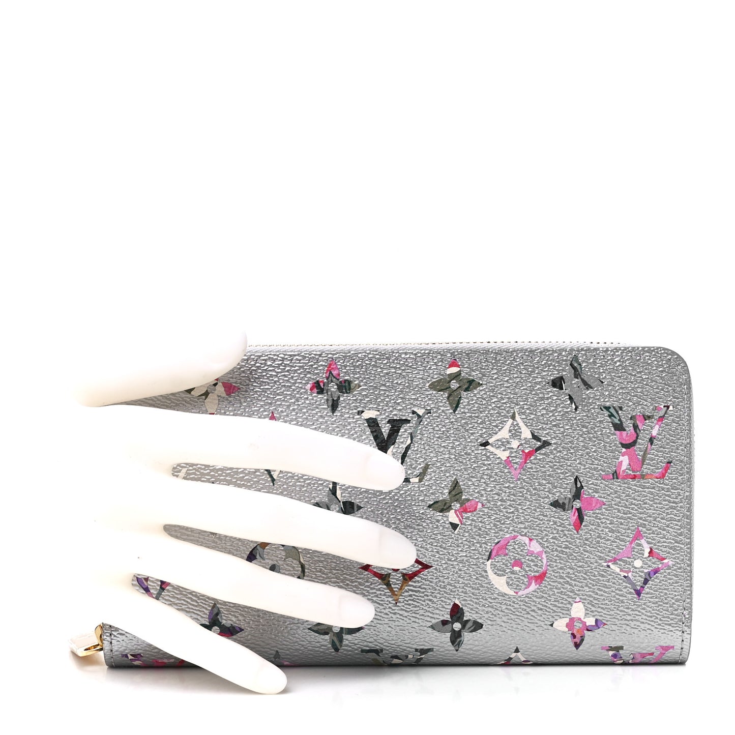 Metallic Monogram LV Garden Zippy Wallet Silver