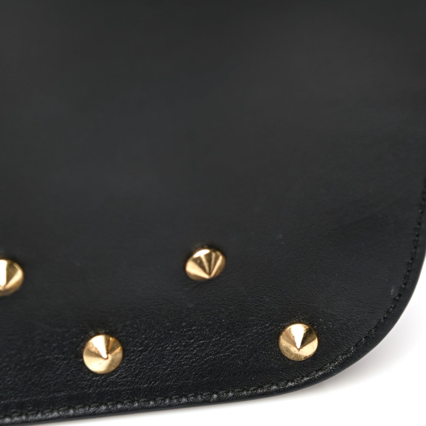 Calfskin Studded Small Padlock Crossbody Bag Black