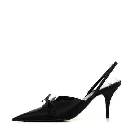 Balenciaga Satin Pointed Toe Knife Slingback Mules 37 Black 1 of 10