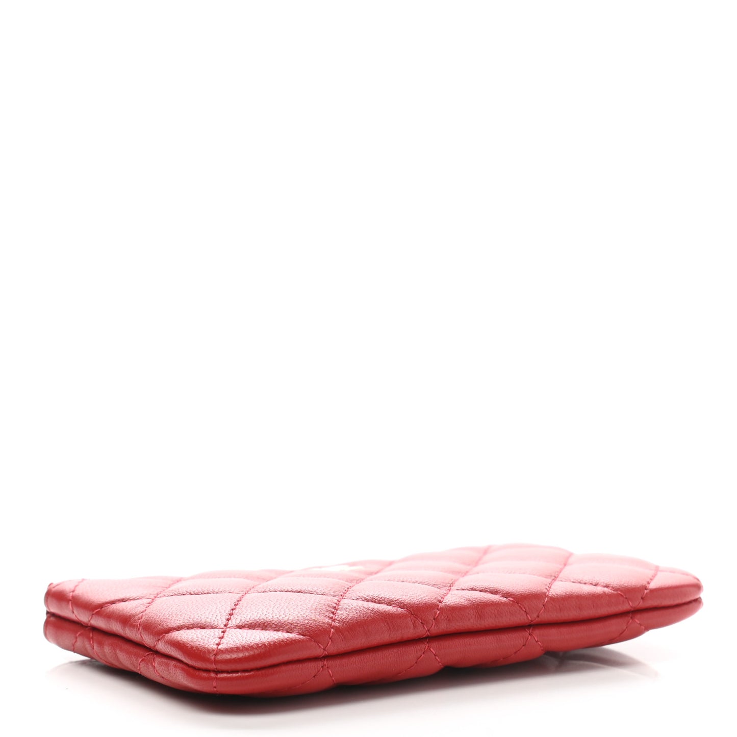 Lambskin Quilted Small Cosmetic Case Red