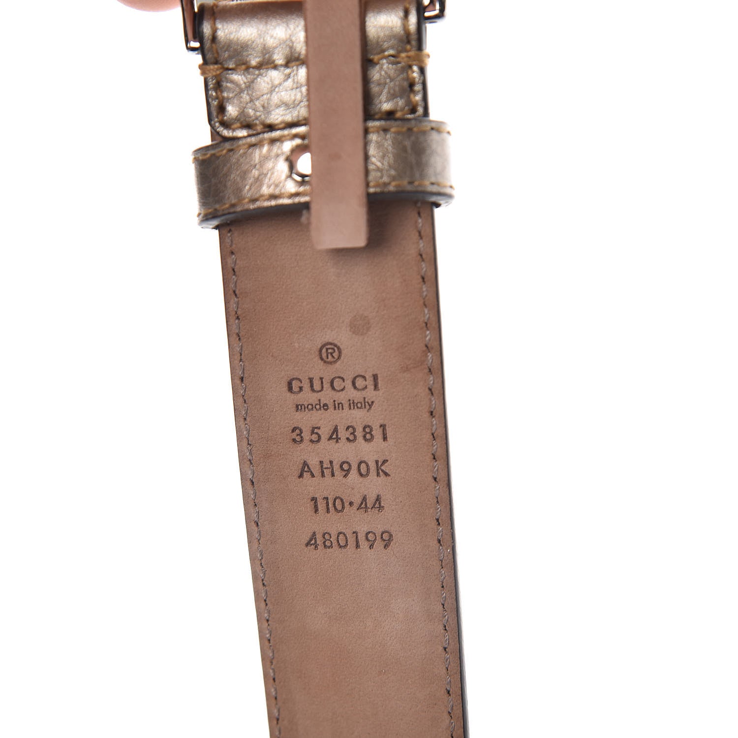 Gucci Calfskin Crystal Interlocking G Belt 110 44 Golden Beige 6 of 6