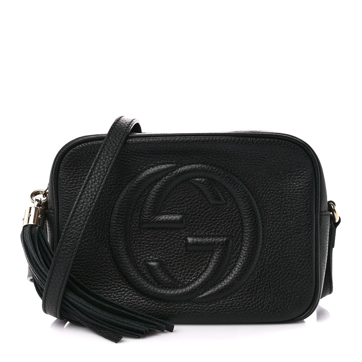 Pebbled Calfskin Small Soho Disco Bag Black