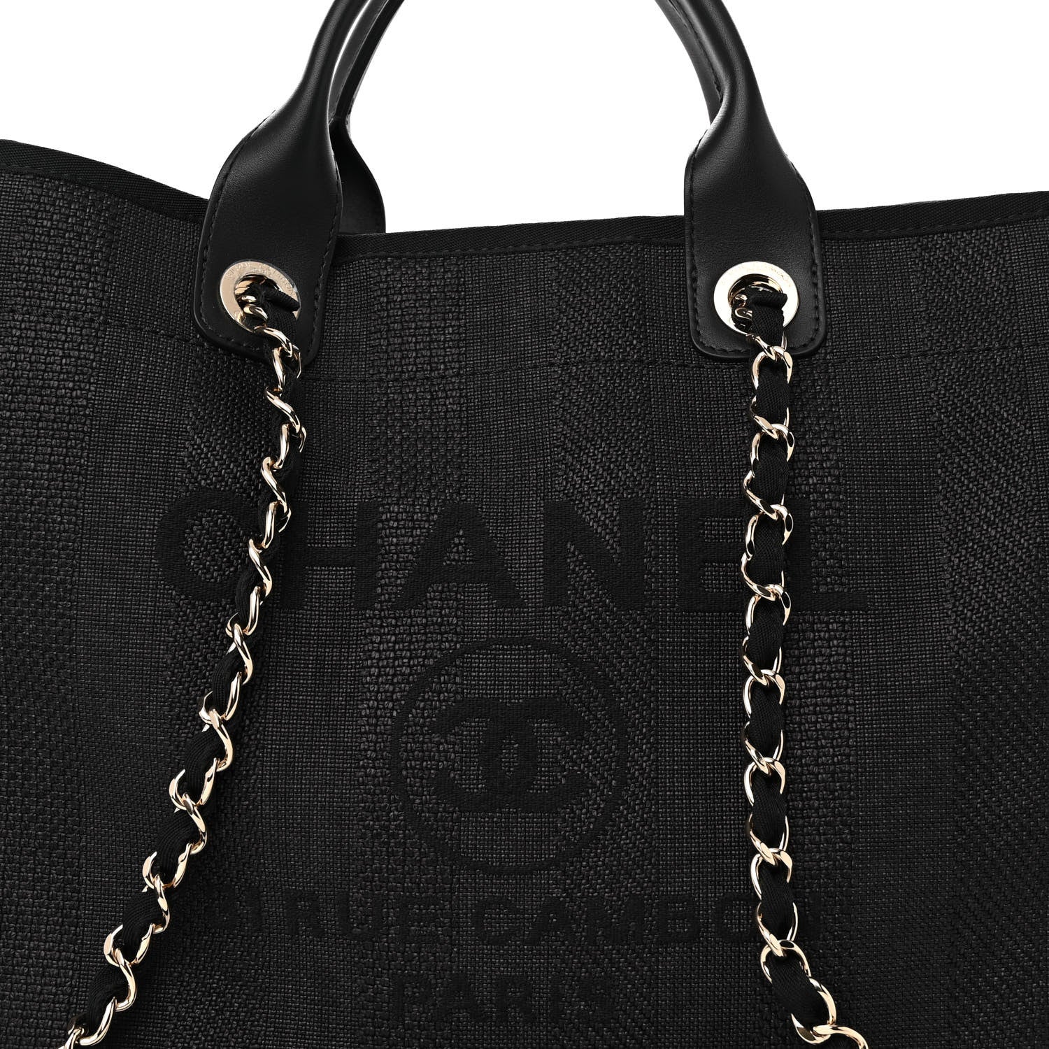 Chanel Mixed Fibers Calfskin Striped Deauville Tote Black 8 of 10