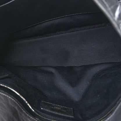 Saint Laurent Crinkled Calfskin Matelasse Monogram Large Niki Chain Satchel Storm 5 of 9