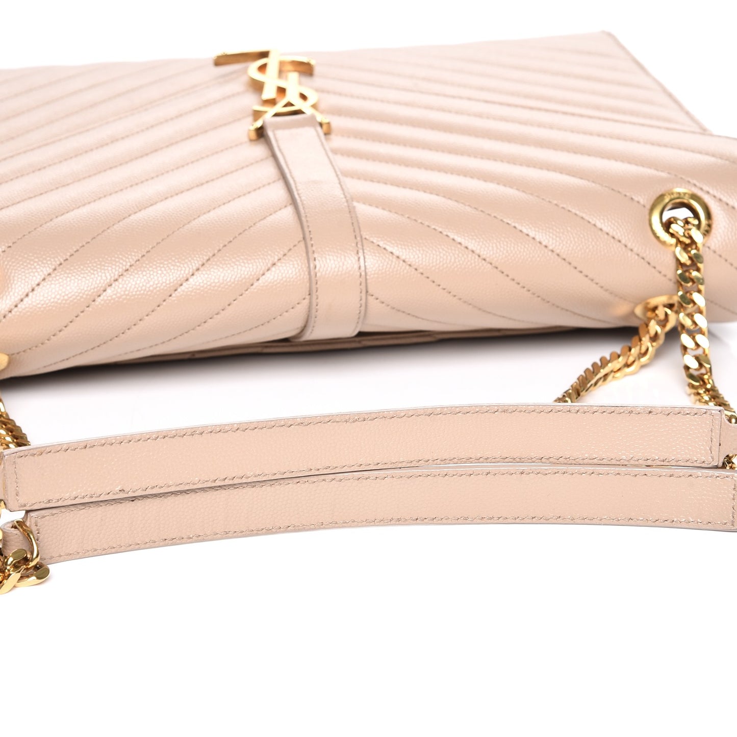 Grain De Poudre Matelasse Chevron Large Monogram Satchel Dark Beige