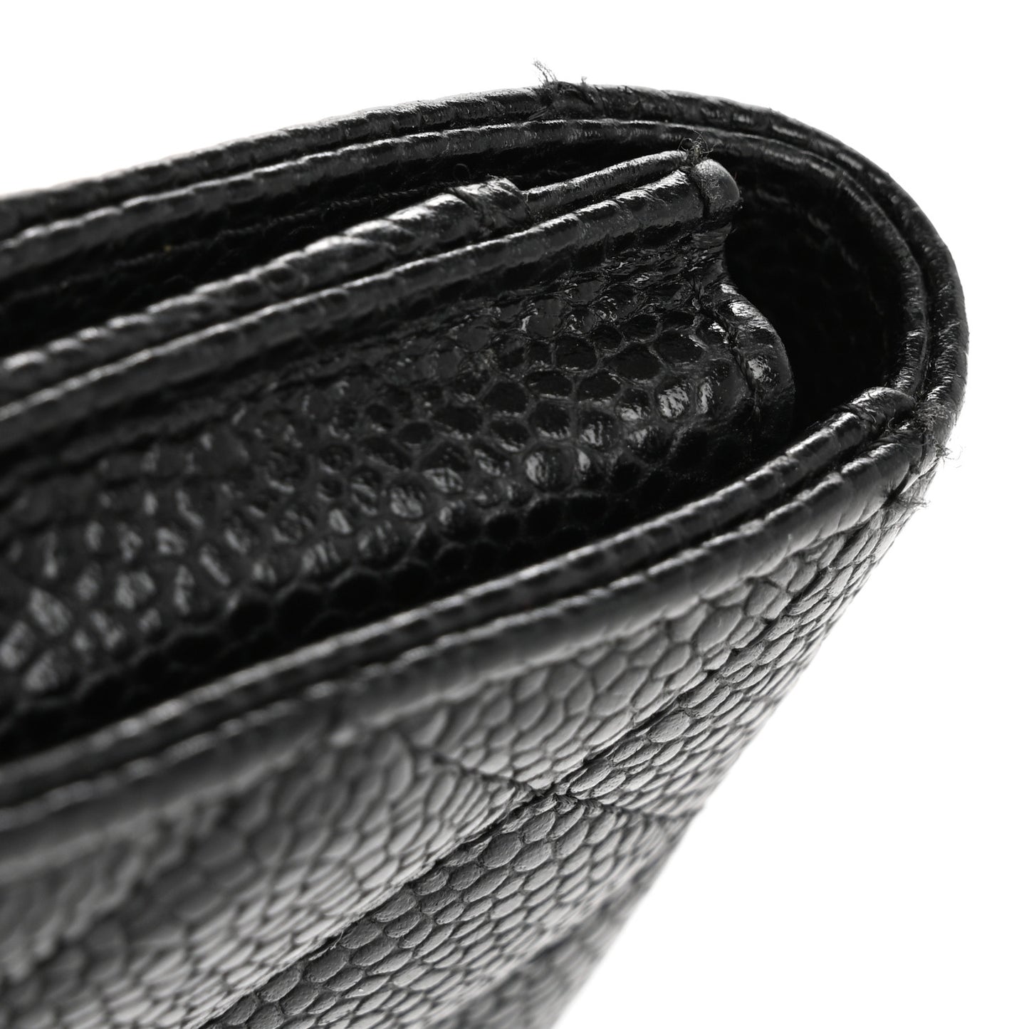 Caviar Quilted Flap Card Holder Black