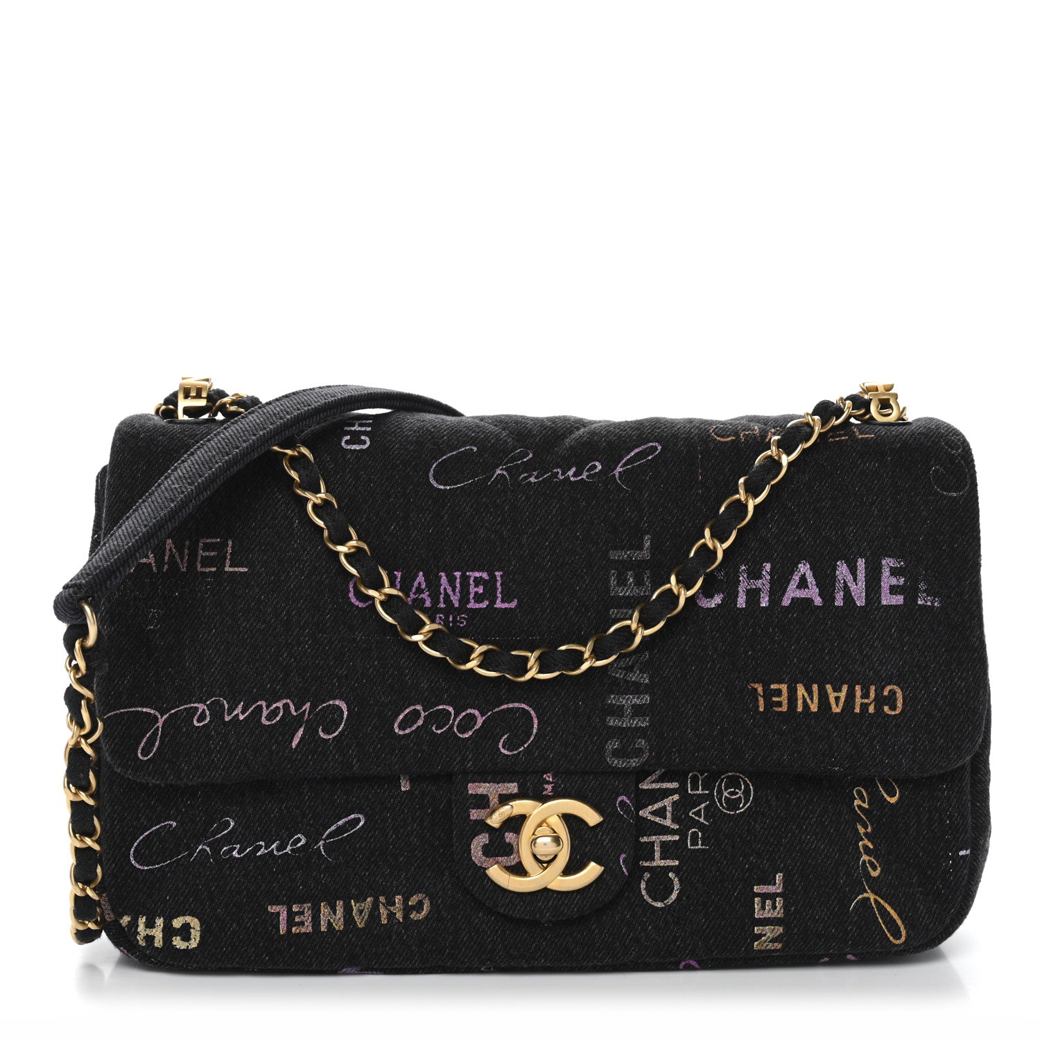Chanel Denim Quilted Denim Mood Large Flap Black Multicolor 1 of 11